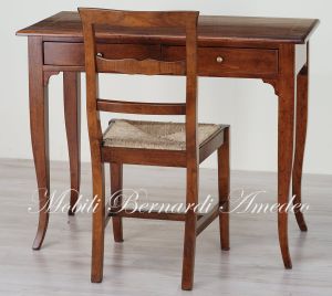Scrittoio in noce stile classico da cm 100x50 con 2 cassetti e intarsio